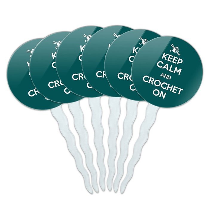 Set of 6 Cupcake Picks Toppers Decoration Keep Calm and A-H - Fish On Bass Fishing - Keep Calm and N18