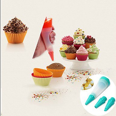 Y&XL&H Piping Rob Suit with 3 Icing Pipings Food Safe Silicone Material Random Colors
