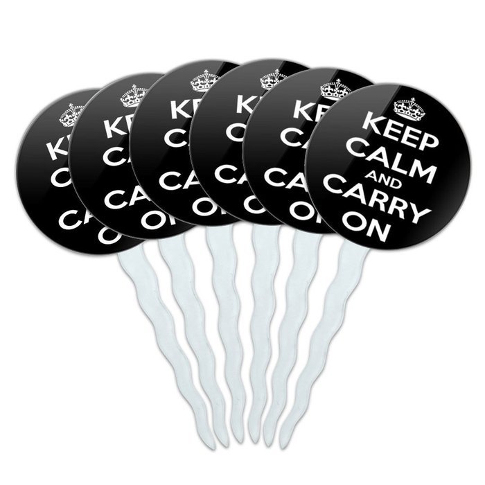 Set of 6 Cupcake Picks Toppers Decoration Keep Calm and A-H - Fish On Bass Fishing - Keep Calm and N19