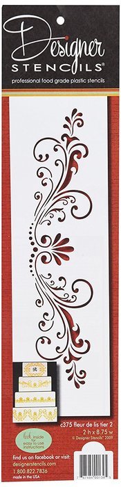 Designer Stencils C375 Fleur De Lis Cake Stencil, Beige/Semi-Transparent