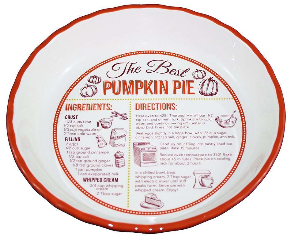 Ceramic 'Recipe' Pie Plate (Pumpkin) N2