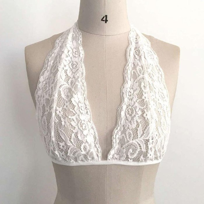 Bra Top ，Beautyvan Comfortable Women Hollow Translucent Sheer Lace Strap Lingerie Bra Tops (XL, White) N6