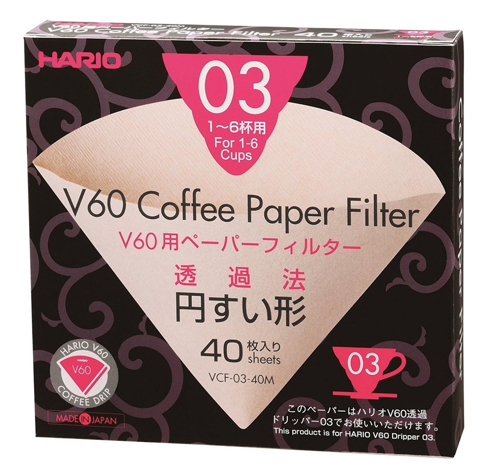 Hario Box of Paper Filters for 02 Dripper, 40 Sheets, Natural N8