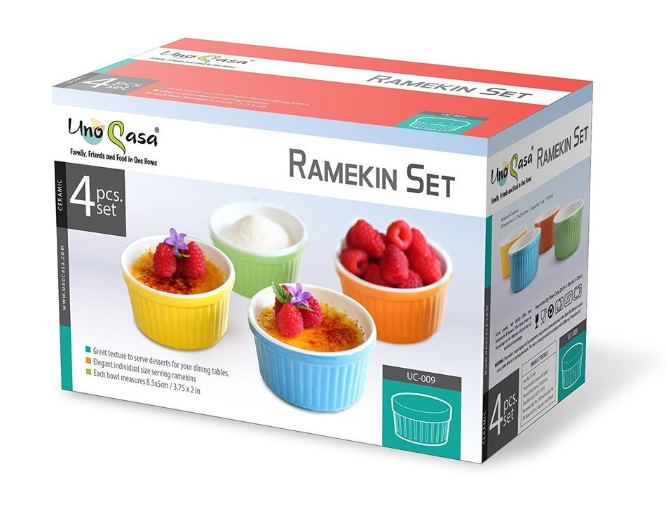 Uno Casa Ramekins - Make Your Home Pop with Color - Set of 4, 5 oz. N10