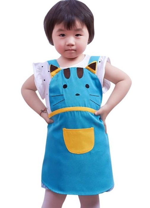 CRB Girls Boys Kids Toddler Elephant Cat Bunny Chef Baking Apron (Pink Cat) N8
