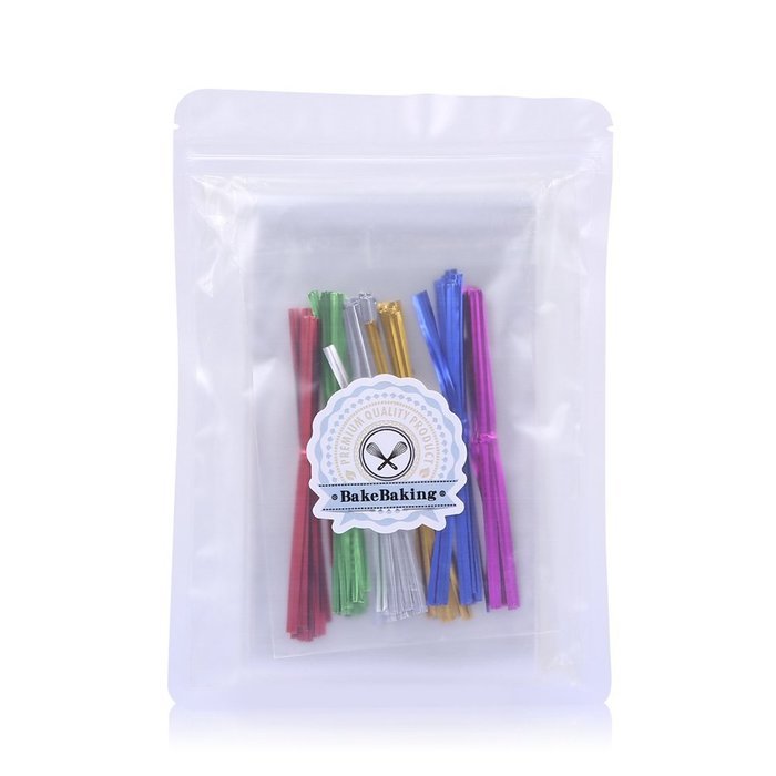 200 Clear Treat Bags 6x9 with 4" Twist Ties 6 Mix Colors - Thick OPP Plastic Bags for Wedding Cookie Birthday... N7
