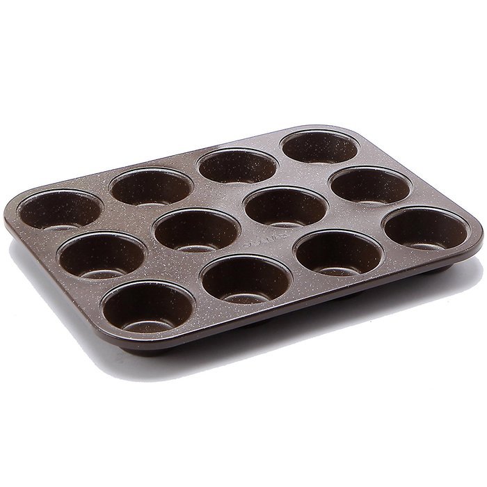 casaWare Ceramic Coated NonStick 12 Cup Muffin Pan (Silver Granite) N2