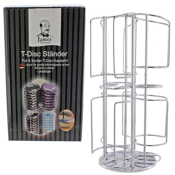 Tassimo Bosch 48 T Disc Capsule Holder - 2 Tier Chrome Refil Tower (Non Slip, 360 Base) N3