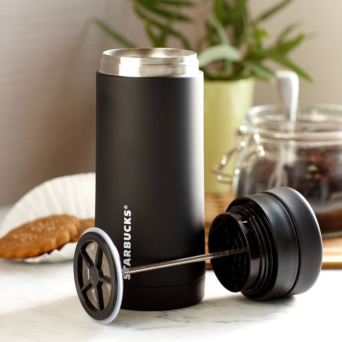 Starbucks Stainless Steel Travel Press Black, 10 oz