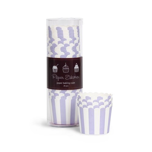 Paper Eskimo Baking Cups with Lilacberry Stripes, 25-Pack N2
