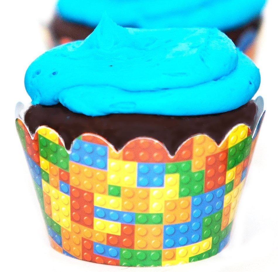 Building Blocks Cupcake Wrappers and Picks 24ct N2
