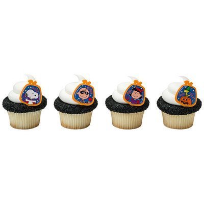 Peanuts Snoopy and Friends Halloween Cupcake Topper Rings- 24 ct N2