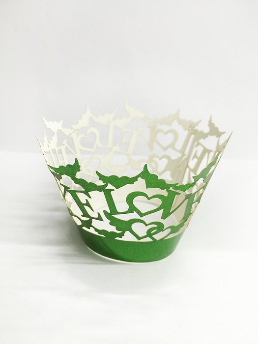 HUAL Cupcake Wrappers 50 Filigree Artistic Bake Cake Mirror Paper Cups LOVE Lace Laser Cut Liner Baking Cup Muffin... N8