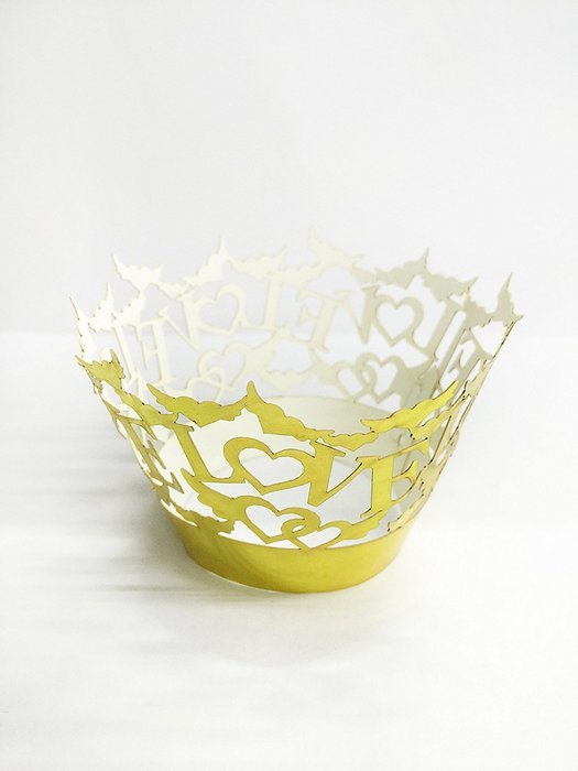 HUAL Cupcake Wrappers 50 Filigree Artistic Bake Cake Mirror Paper Cups LOVE Lace Laser Cut Liner Baking Cup Muffin... N9