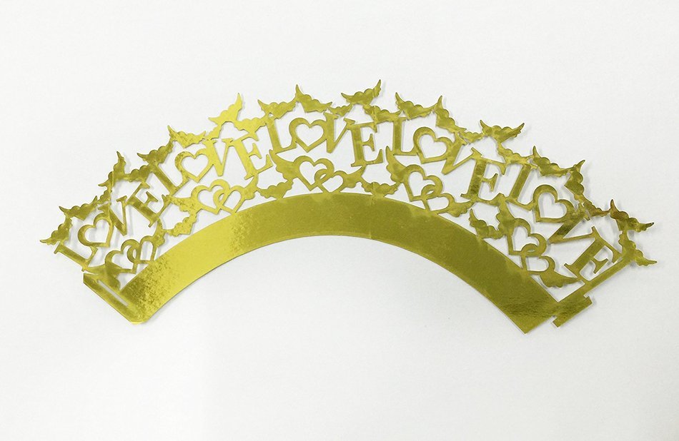 HUAL Cupcake Wrappers 50 Filigree Artistic Bake Cake Mirror Paper Cups LOVE Lace Laser Cut Liner Baking Cup Muffin... N10