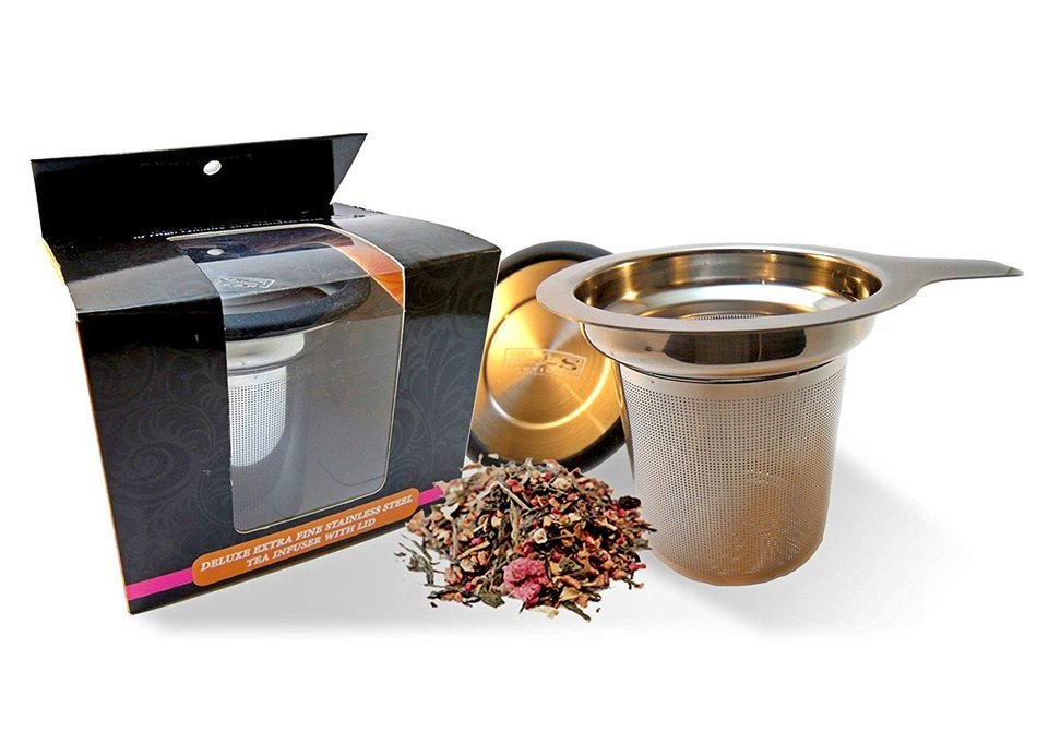 Tea Infuser PREMIUM Tea Strainer 304 Stainless Steel with LID Steeper Brew in Mug Strainers For Loose Leaf Herbal...