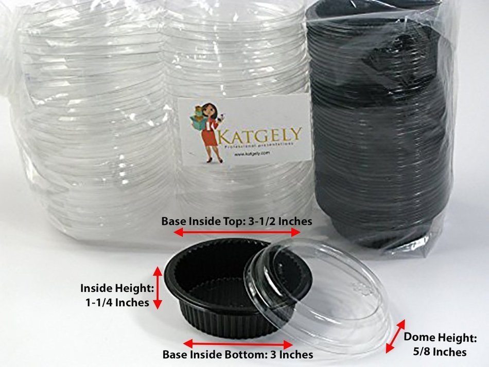 Katgely 4 Oz Ovenable Baking Mold with Lid for Cr&egrave;me Brulee or Mini Cheesecake, Pack of 50 N3