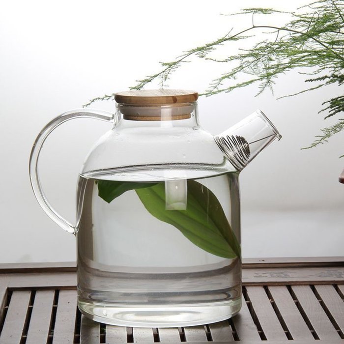 Artcome 62 Oz Glass Teapot with Stainless Strainer Functional Borosilicate Glass Pitcher with Bamboo Lid N4