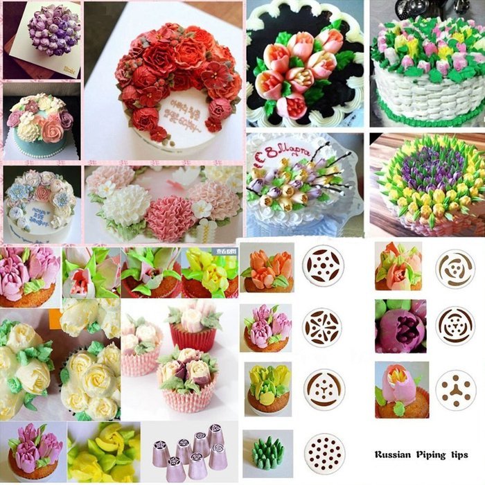 TANGCHU Russian Piping Tips 29PCS/SET Stainless Steel Large Size Icing Syringe Set DIY Coupler Nozzle 5 Pastry... N12