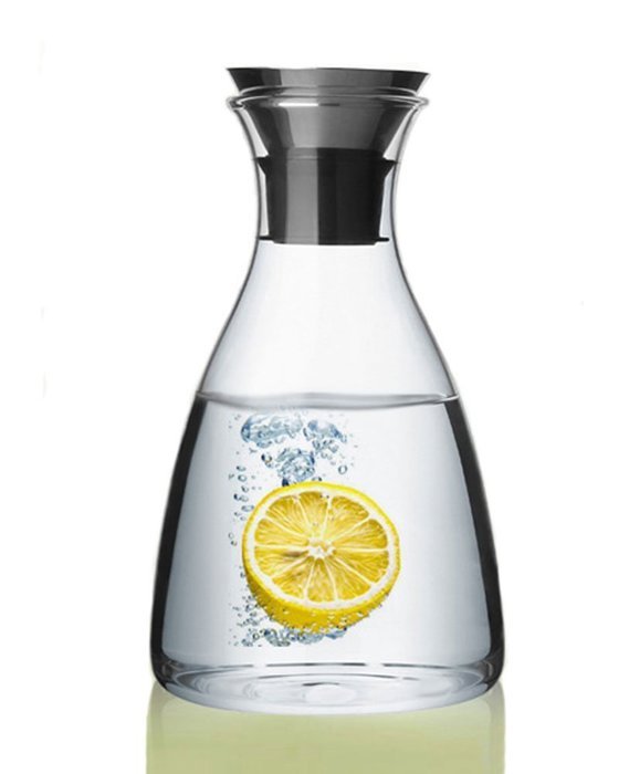 Artcome 50 Oz Heat Resistant Borosilicate Water Carafe Glass Pitcher with Stainless Steel Flow Lid N4