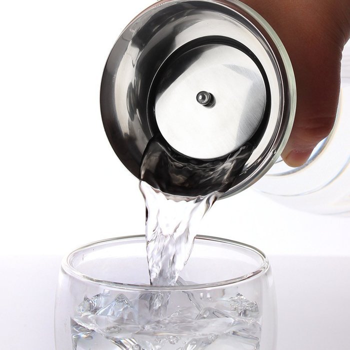 Artcome 50 Oz Heat Resistant Borosilicate Water Carafe Glass Pitcher with Stainless Steel Flow Lid N5