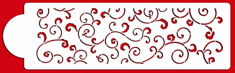 Designer Stencils C358 Leafy Scroll Cake Stencil, Beige/Semi-Transparent N2