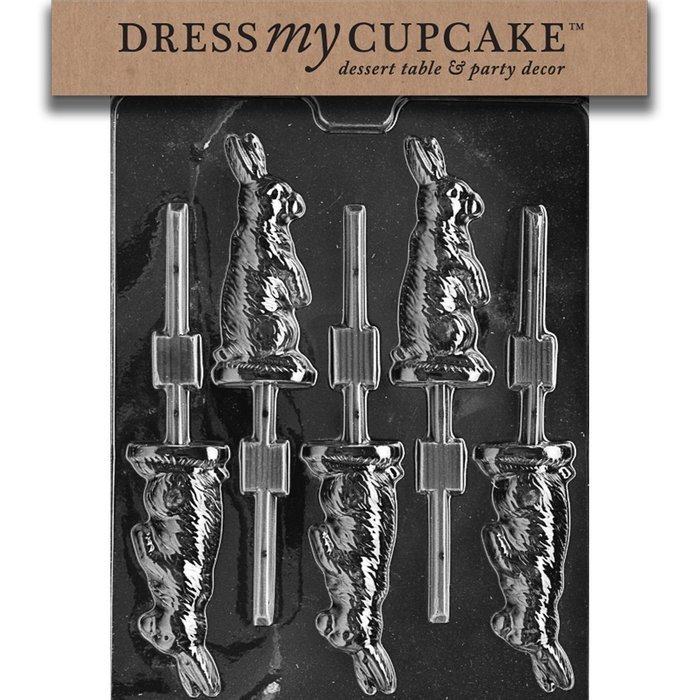 Dress My Cupcake Chocolate Candy Mold, Sitting Bunny Lollipop, Easter