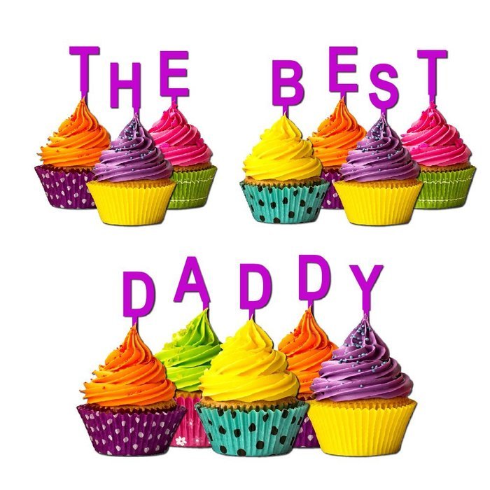 The Best Daddy Cupcake Topper Party Favors Birthday Anniversary Fathers day Solid purple N10
