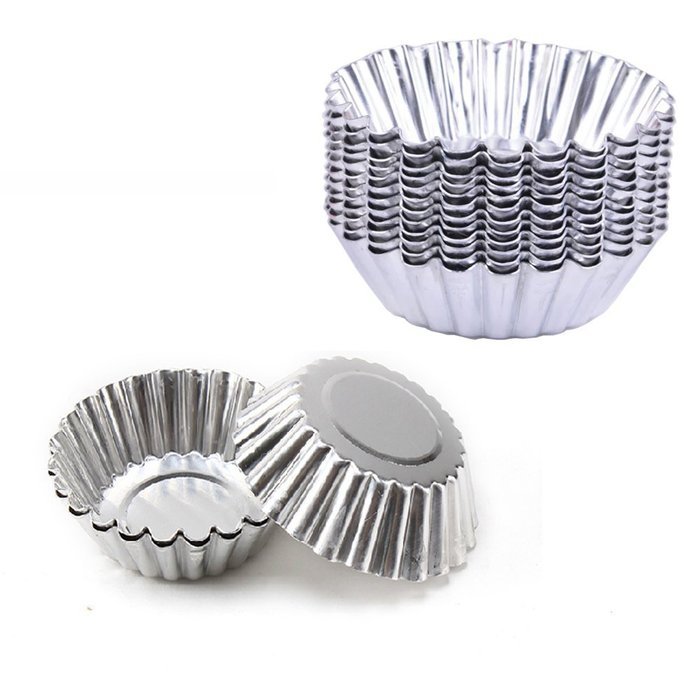 Pack of 20pcs Egg Tart Mold Stainess Steel Cupcake Stand Shells Household Baking Tools