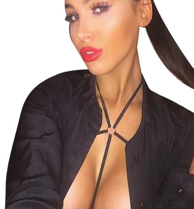 Underwear, PHOTNO Alluring Women Harness Bra Elastic Cage Bra Strappy Hollow Out Bra Bustier N22