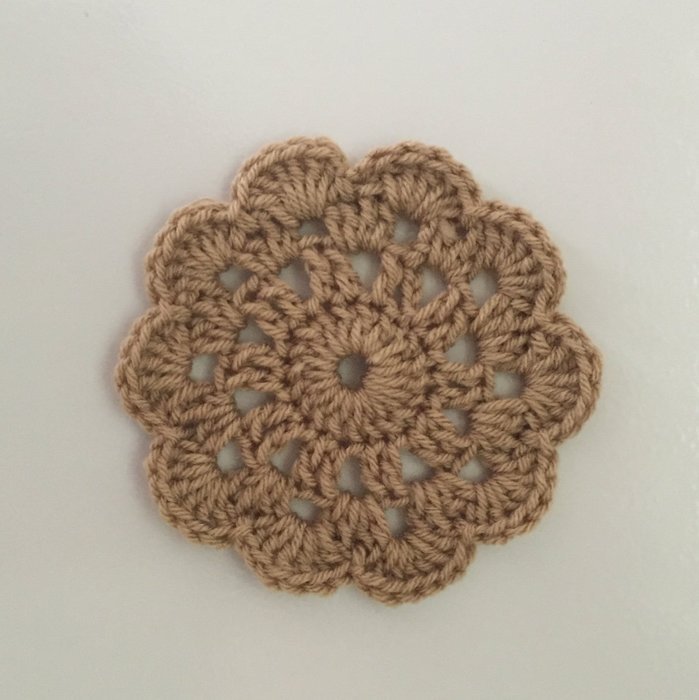Crochet Light Brown Flower Coasters Set of 3 N2