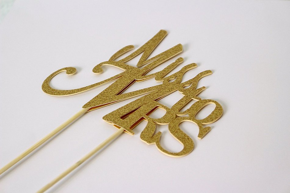 All About Details Gold Miss To Mrs Cake Topper N3