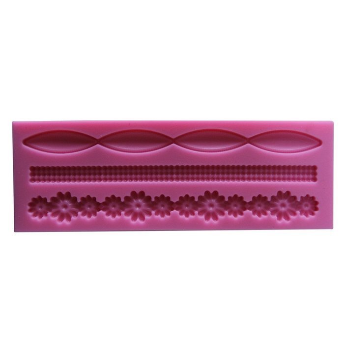 LYNCH 3 Types Decorative Borders 3D Silicone Mold Cake Fondant Pastry Tools,Pink