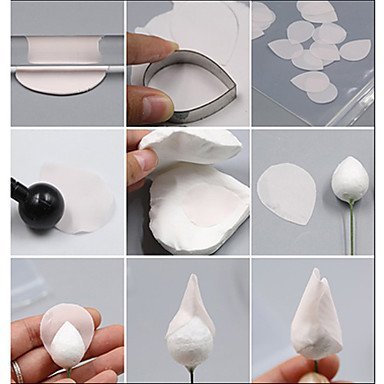 Sher Sugar Fondant Flowers Die Tools Accessories Oval Foam Flower Shape Cake Decorating,Set of 20 N5