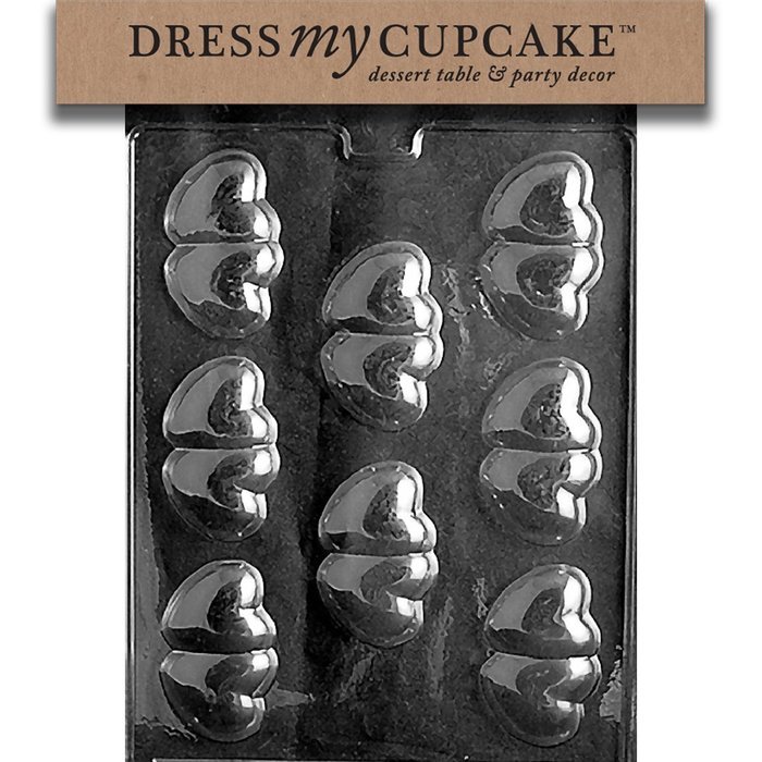 Dress My Cupcake DMCV006 Chocolate Candy Mold, Double Hearts, Valentine's Day
