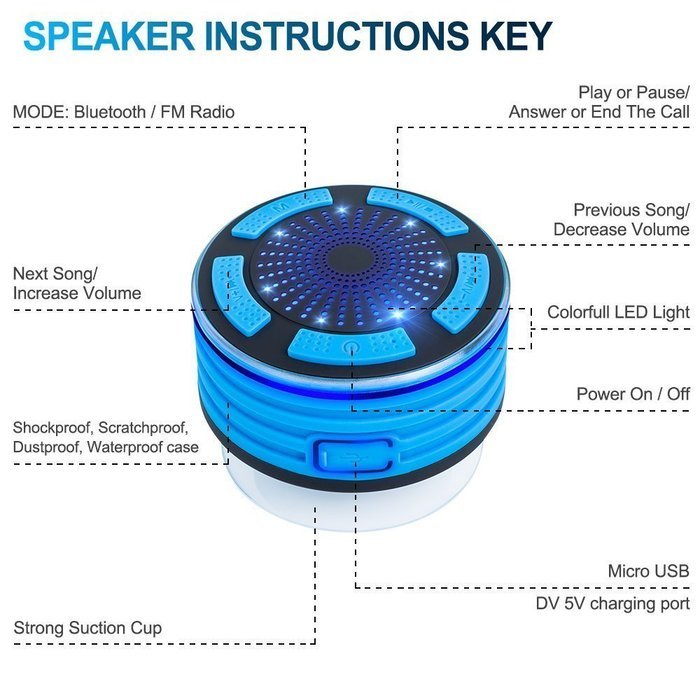Portable Bluetooth Outdoor Speaker with FM Radio, DLAND Waterproof ( IP67 Grade ) Wireless Bluetooth V4.0 Speaker... N6