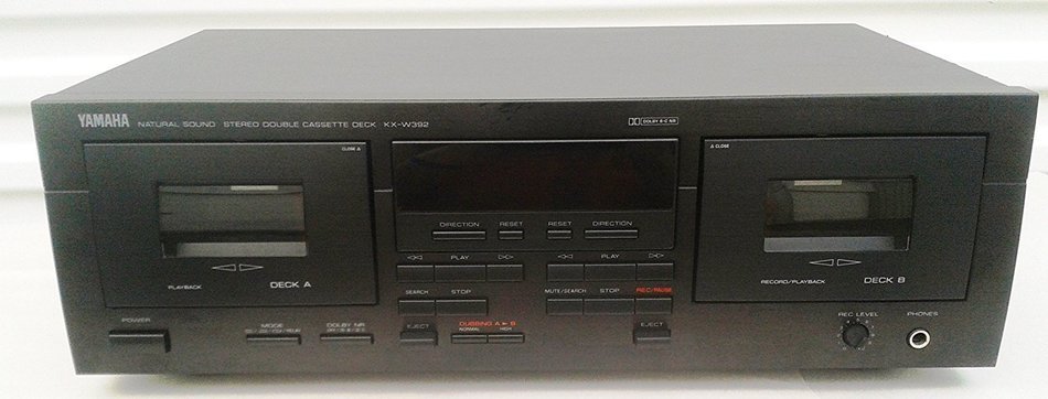 Yamaha KX-W392 Recordable Auto Reverse Dual Cassette Tape Deck with Complete with AV Cables and Online Instruction... N9