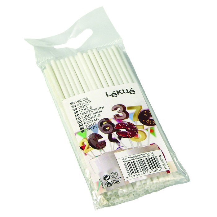 Lekue Lollipop Sticks (Set of 50), 4.5", White
