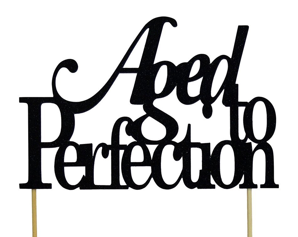 Black Aged to Perfection Cake Topper