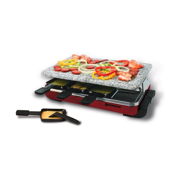Swissmar KF-77040 Classic 8-Person Raclette Party Grill with Reversible Cast Iron Grill Plate/ Crepe Top, Black N12