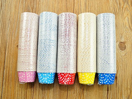 100 PCS Pink Polka Dot Paper Cupcake Liners Cups N4