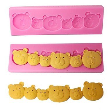 Sher FOUR-C Chocolate Moulds 3D Bears Fondant Molds Cupcake Supplies Color Pink