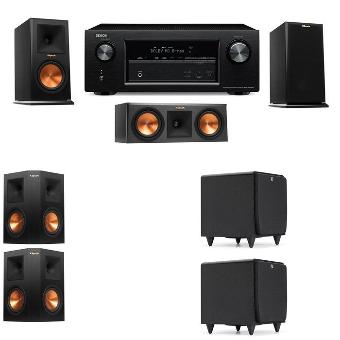 Klipsch RP-150M-E Monitor Speaker 5.2 SDS12 Denon AVR-X2100W