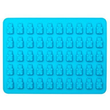 Sher 50 Cavity Silicone Bear Shape Baking Ice Cube Tray Candy Chocolate Molds Making Gummy , green N3