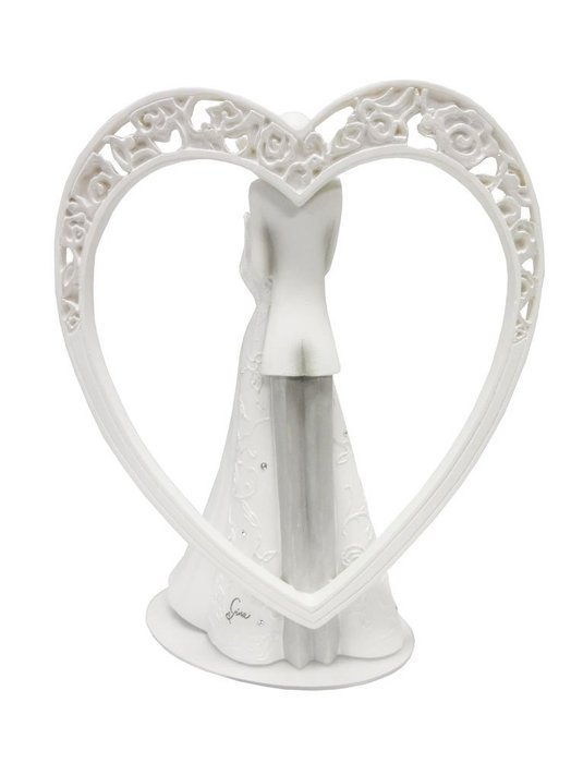 Heart Language of Love Bride and Groom White Wedding Cake Topper Figurine by Roman N2