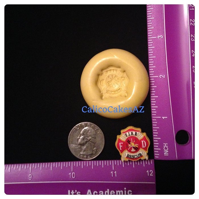 Firefighter Logo Fondant Mold Chocolate Candy Gumpaste Soap Resin Clay