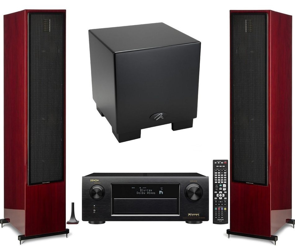 Martin Logan Motion 60XT Chery Floorstanding Speakers with Dynamo 700W Subwoofer and Denon AVR-X6200W A/V Receiver