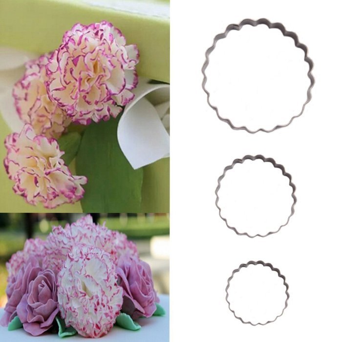 Anyana 3Pcs Carnation Fondant Mold Cake Flower Decor Sugarcraft Cookie Cutters Baking Mould Party Wedding Dessert N4