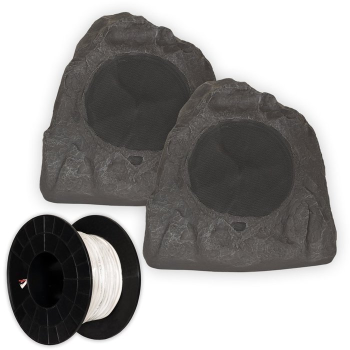 Theater Solutions 2R8L Outdoor Lava 8" Rock 2 Speaker Set with Wire for Yard Pool Spa Garden