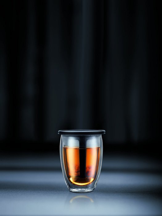 Bodum 12-Ounce Tea for One, Double Wall Glass with Strainer, Red N3